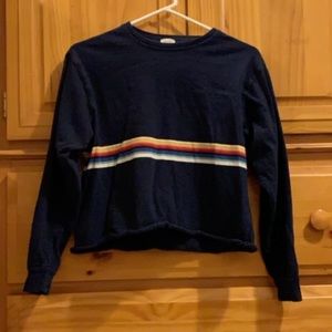 John Galt Navy Blue Rainbow Striped Shirt